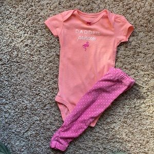 12M girls short sleeve bodysuit and pink leggings